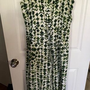 Green Patterned Sleeveless Dress
